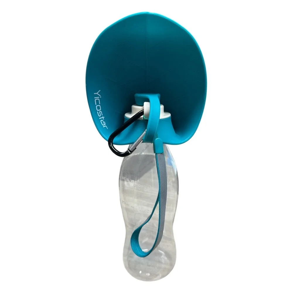 Yicostar Dog or Cat Water Bottle Portable Pet Travel Bowl 500ml Bottle Teal Blue